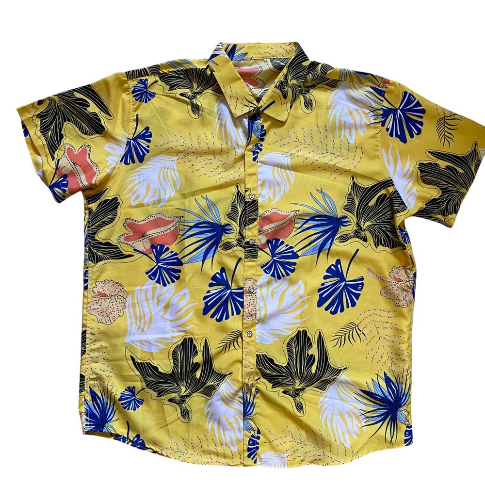 Men's XL Hawaiian Floral Short Sleeve Button Down Shirt - Picture 3 of 5